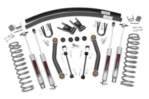 Jeep Cherokee Suspension Lift Kit - Rough Country - 4.5 Inch Lift Kit + Rear AAL + Nitrogen charged N3 shocks - '85-'01